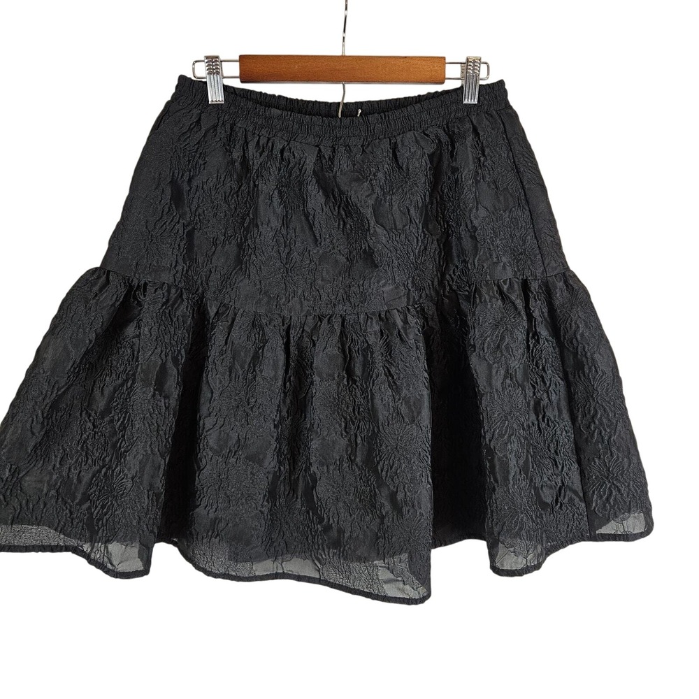 Bardot Demi Floral Jacquard‎ Skirt, black, size US 8 /M
